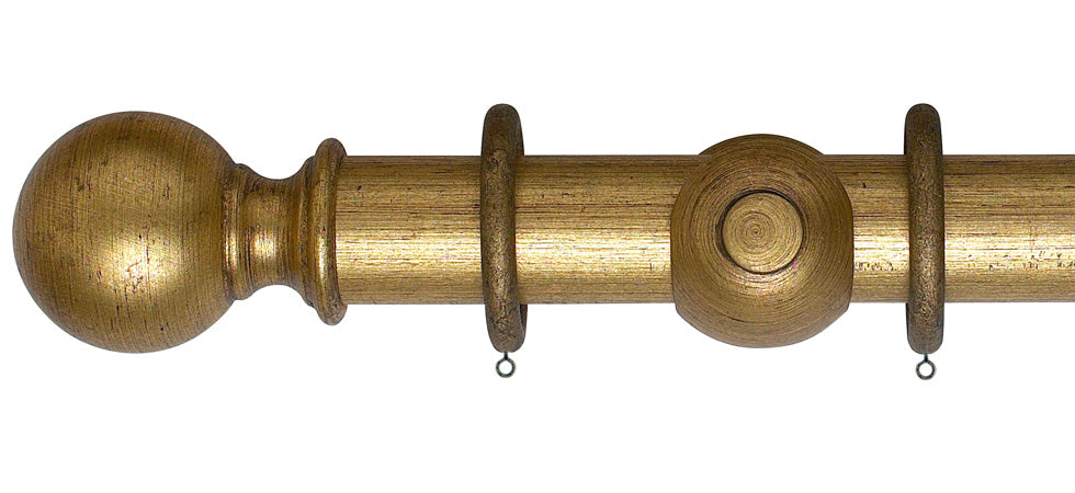 Rolls Museum Plain Ball 55mm Wooden Curtain Pole - Fendow