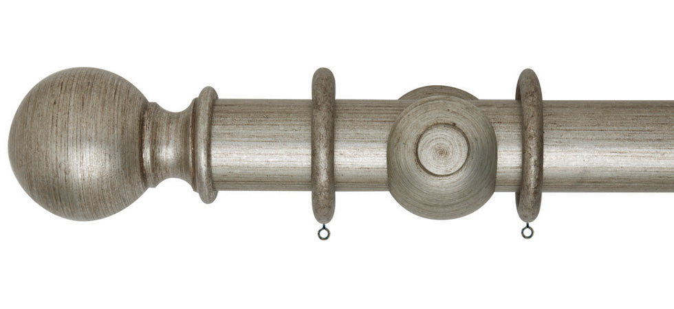 Rolls Museum Plain Ball 55mm Wooden Curtain Pole - Fendow