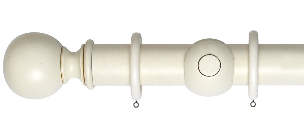 Rolls Museum Plain Ball 55mm Wooden Curtain Pole - Fendow