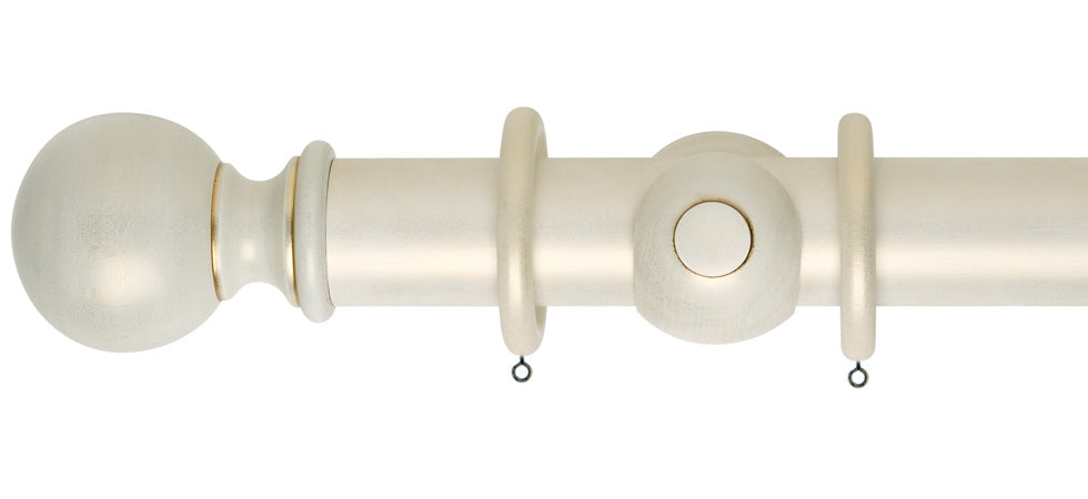 Rolls Museum Plain Ball 55mm Wooden Curtain Pole - Fendow