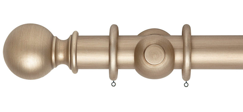 Rolls Museum Plain Ball 55mm Wooden Curtain Pole - Fendow