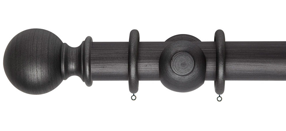 Rolls Museum Plain Ball 55mm Wooden Curtain Pole - Fendow