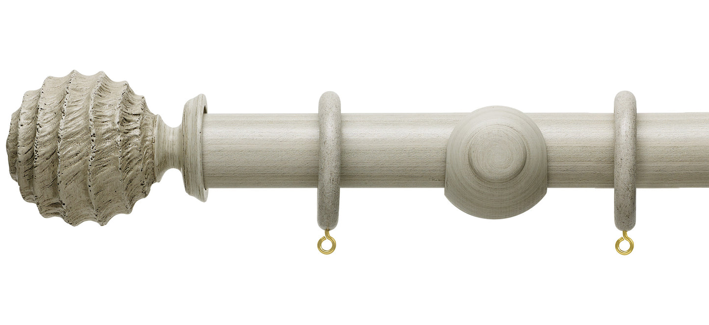 Hallis Origins Fossil Ball 35mm Wooden Curtain Pole - Fendow