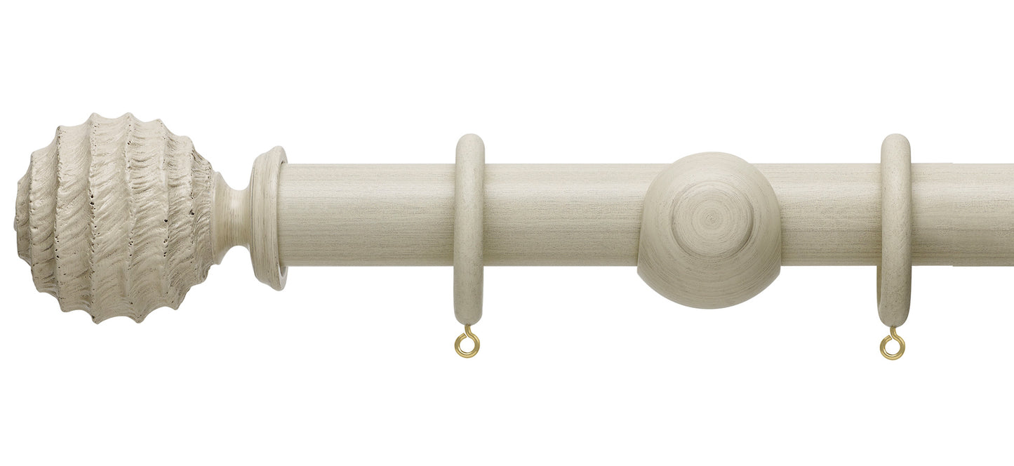 Hallis Origins Fossil Ball 35mm Wooden Curtain Pole - Fendow