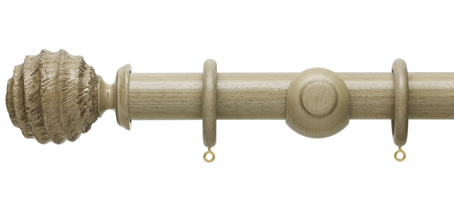 Hallis Origins Fossil Ball 35mm Wooden Curtain Pole - Fendow