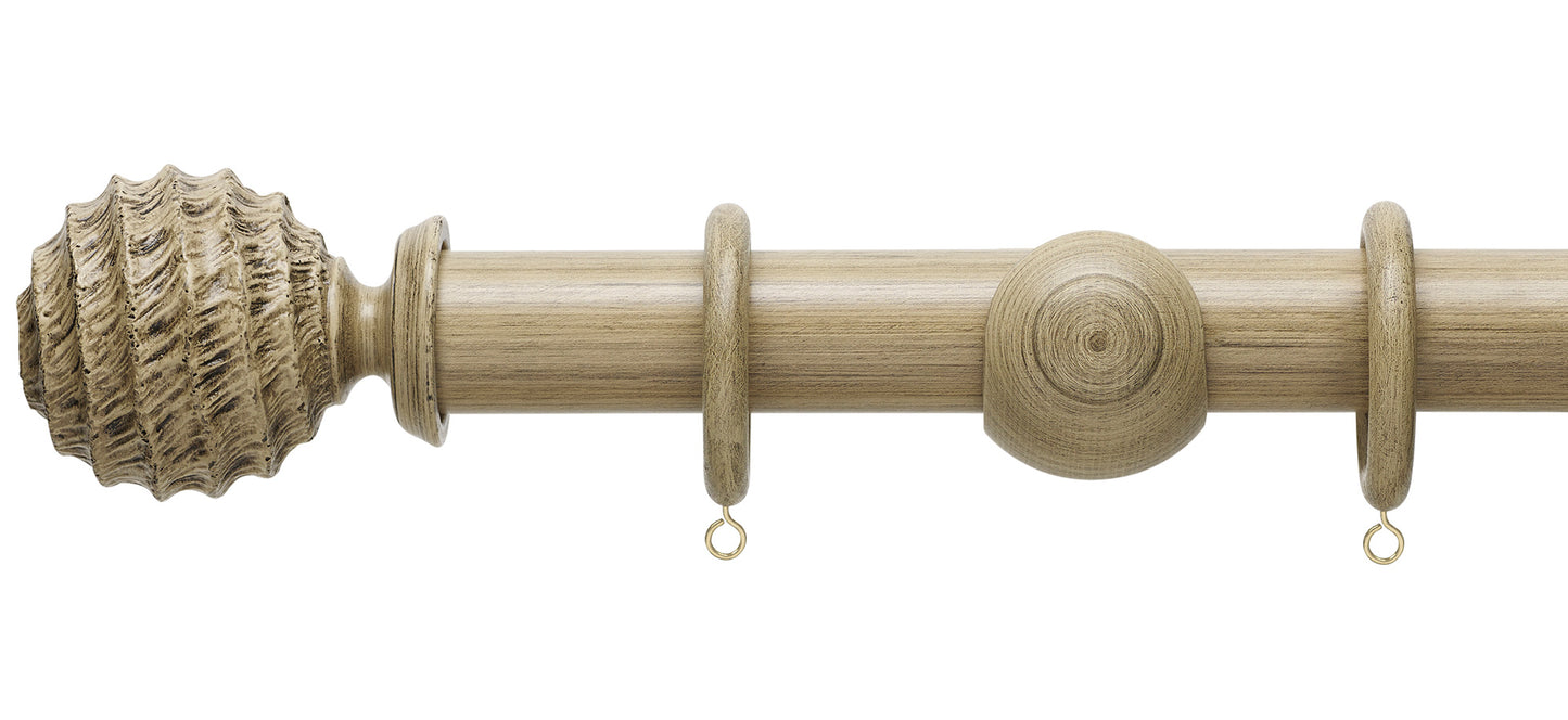 Hallis Origins Fossil Ball 35mm Wooden Curtain Pole - Fendow