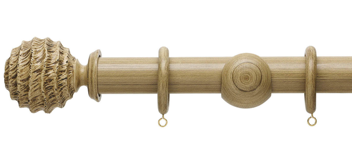 Hallis Origins Fossil Ball 35mm Wooden Curtain Pole - Fendow