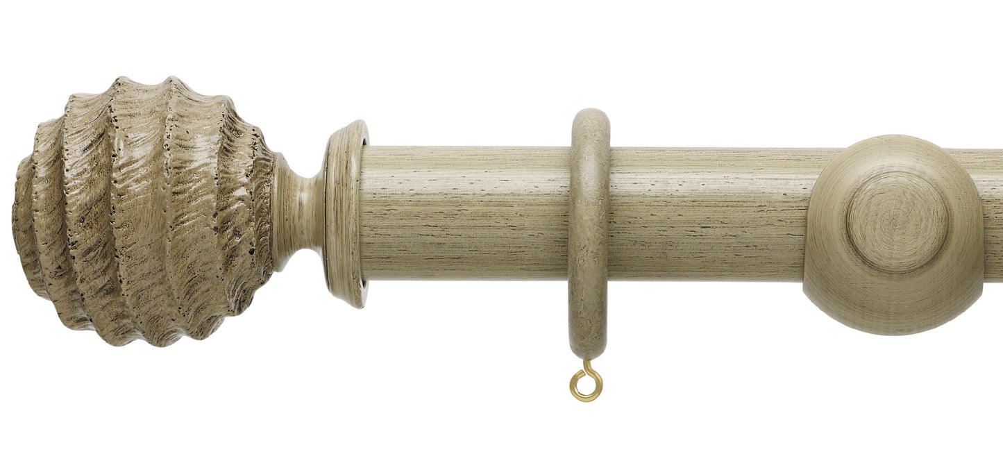 Hallis Origins Fossil Ball 45mm Wooden Curtain Pole - Fendow