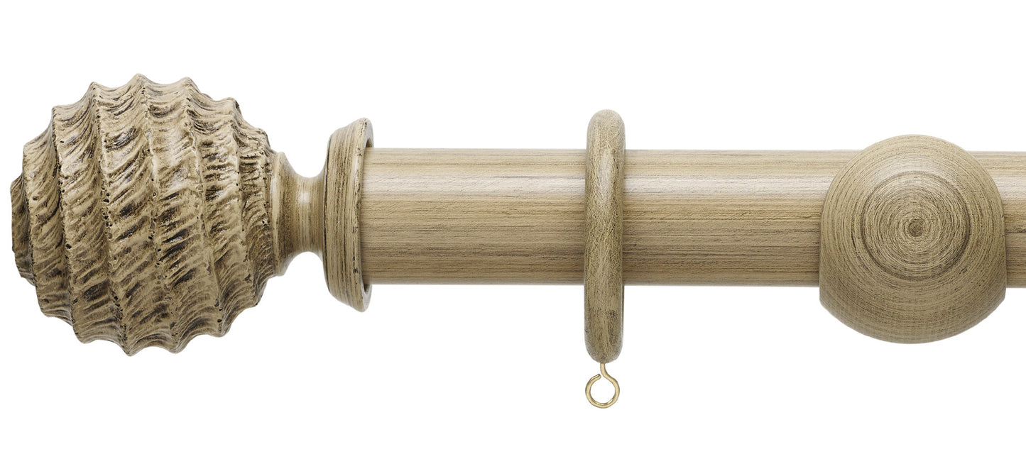 Hallis Origins Fossil Ball 45mm Wooden Curtain Pole - Fendow