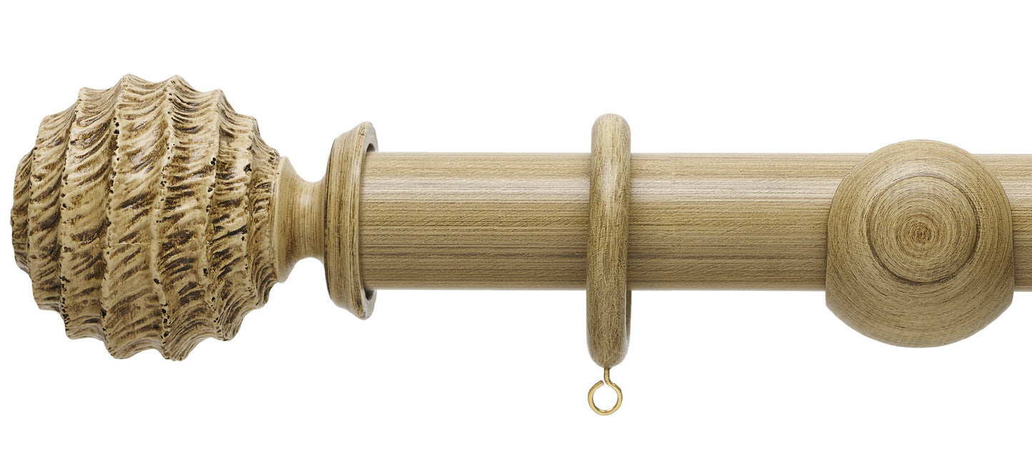 Hallis Origins Fossil Ball 45mm Wooden Curtain Pole - Fendow