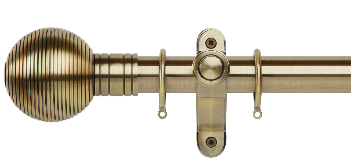 Rolls Galleria Metals Ribbed Ball 35mm Metal Curtain Pole - Fendow