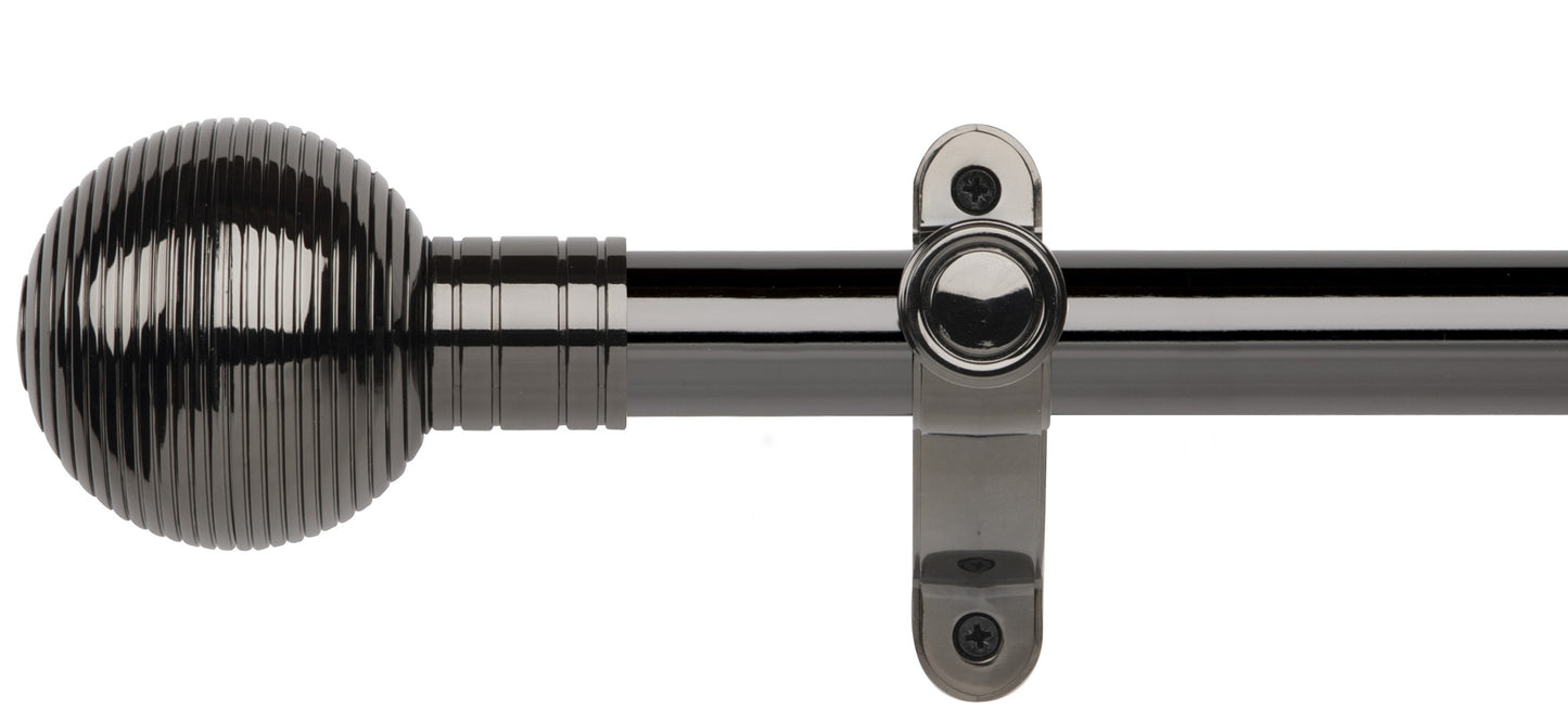 Rolls Galleria Metals Ribbed Ball 35mm Metal Curtain Pole - Fendow