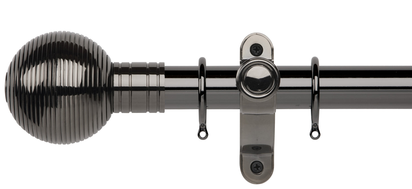 Rolls Galleria Metals Ribbed Ball 35mm Metal Curtain Pole - Fendow