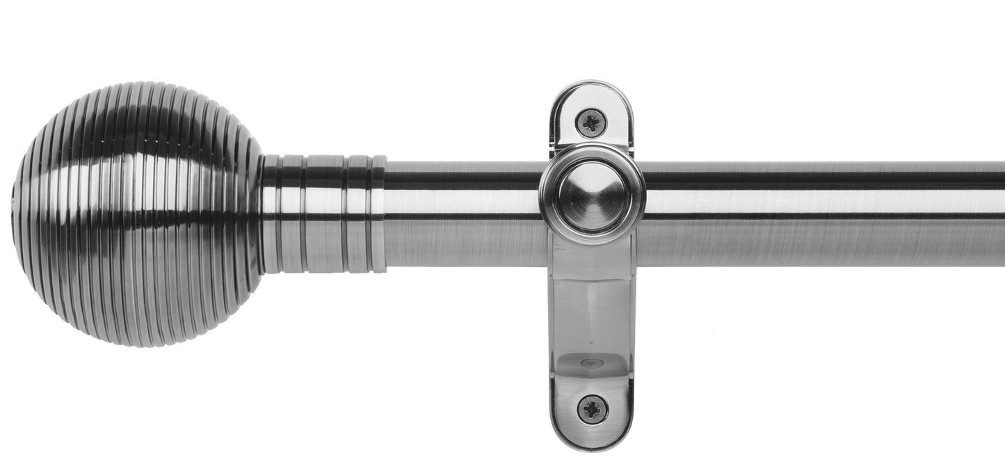 Rolls Galleria Metals Ribbed Ball 35mm Metal Curtain Pole - Fendow