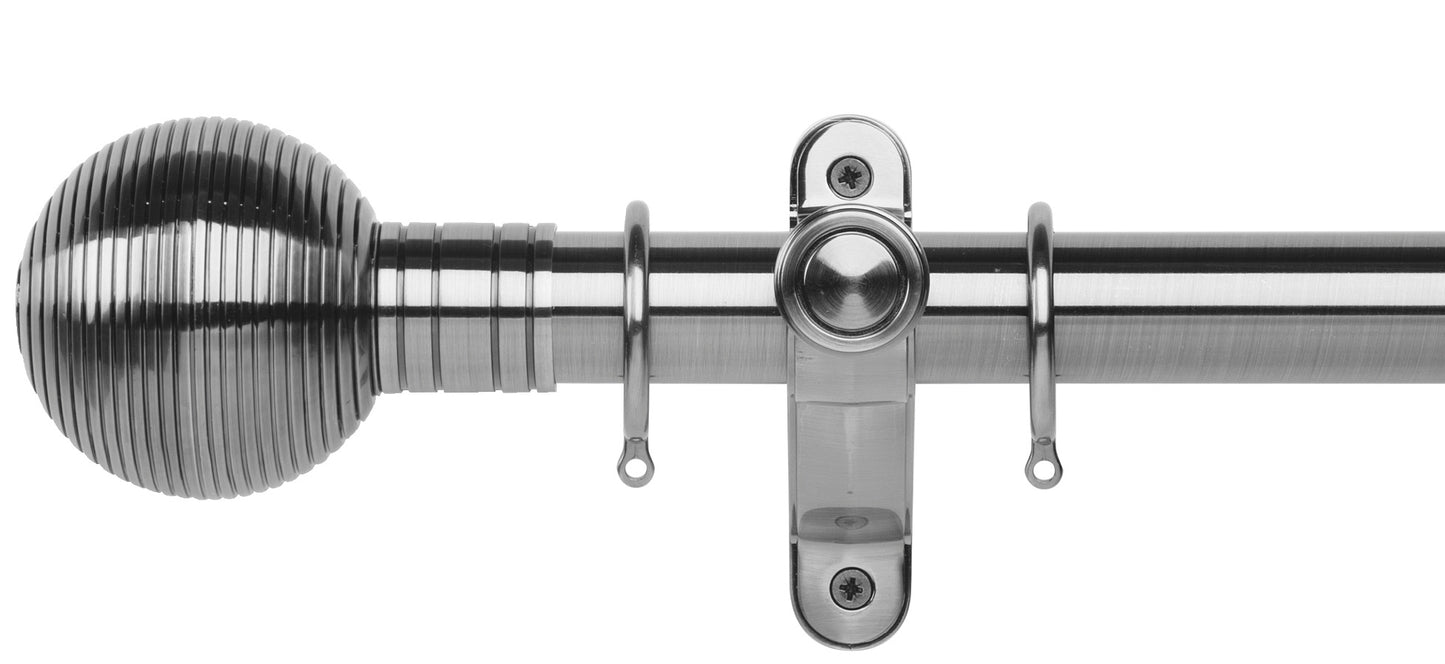 Rolls Galleria Metals Ribbed Ball 35mm Metal Curtain Pole - Fendow