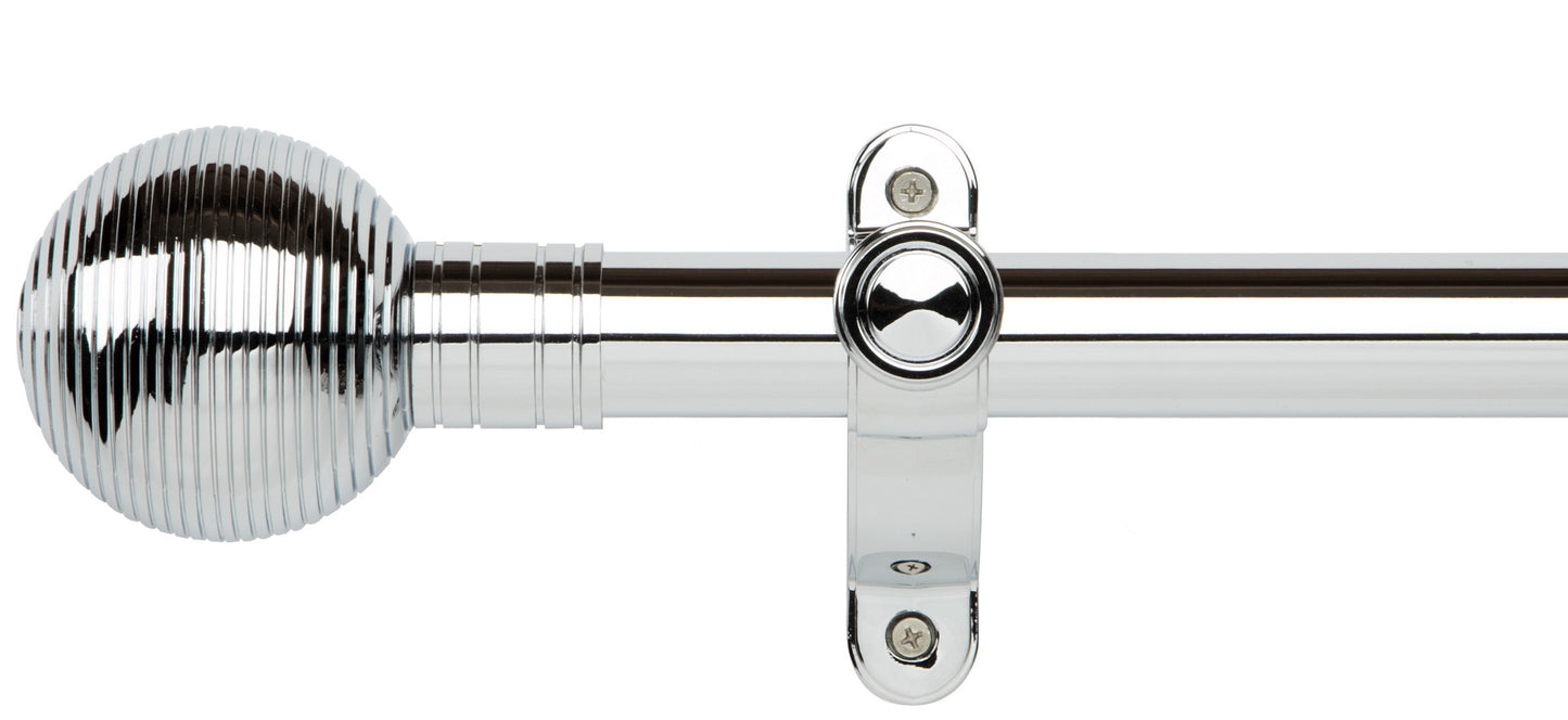 Rolls Galleria Metals Ribbed Ball 35mm Metal Curtain Pole - Fendow