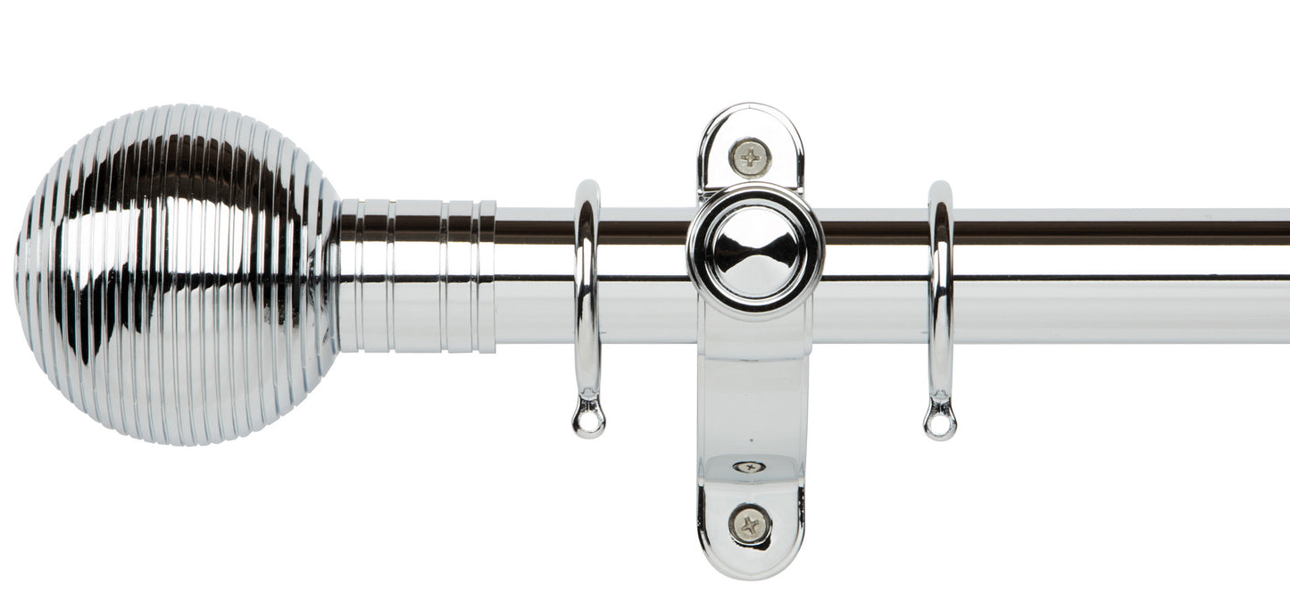 Rolls Galleria Metals Ribbed Ball 35mm Metal Curtain Pole - Fendow