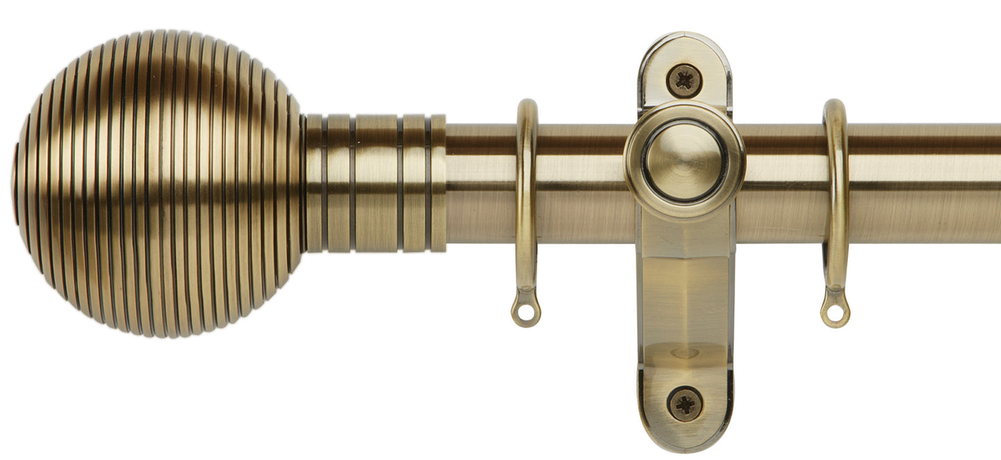 Rolls Galleria Metals Ribbed Ball 50mm Metal Curtain Pole - Fendow