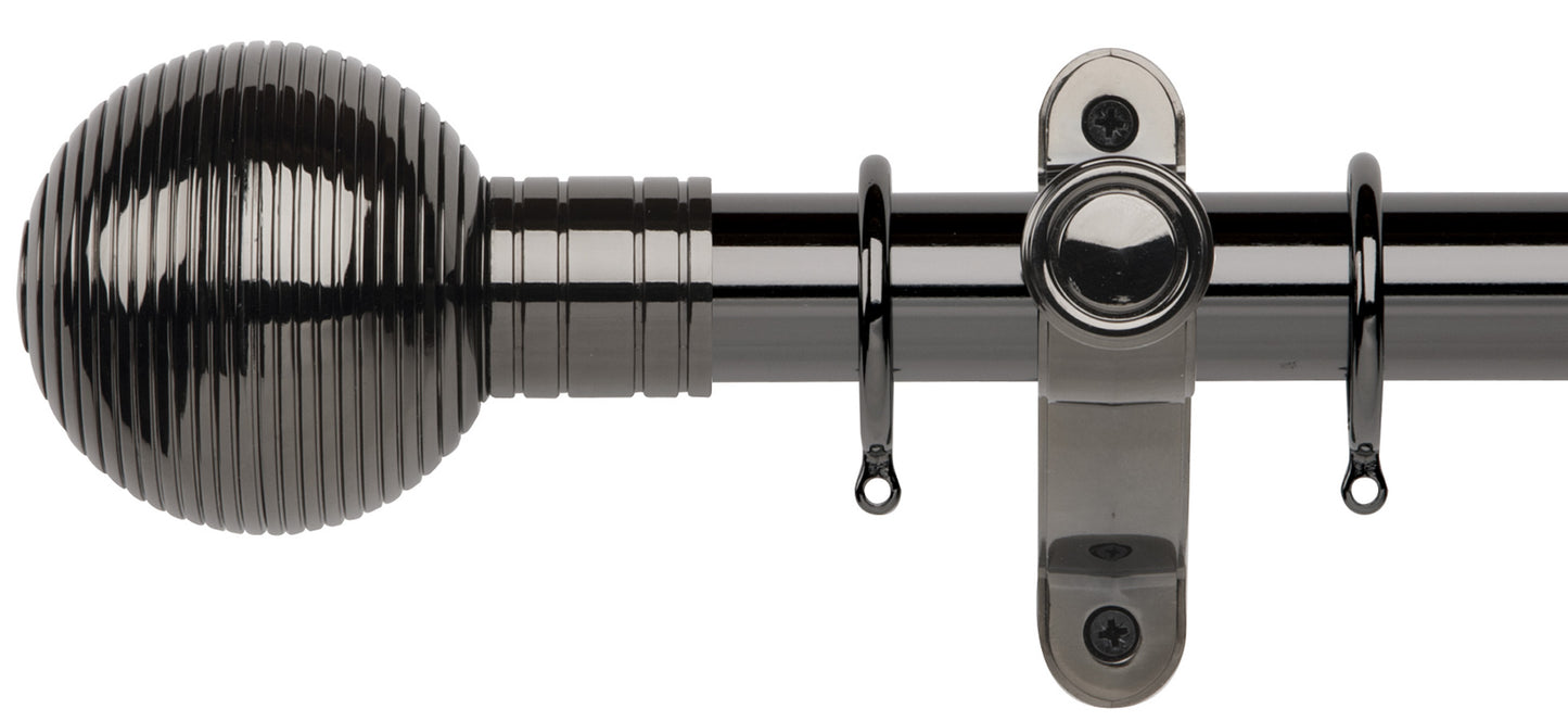 Rolls Galleria Metals Ribbed Ball 50mm Metal Curtain Pole - Fendow