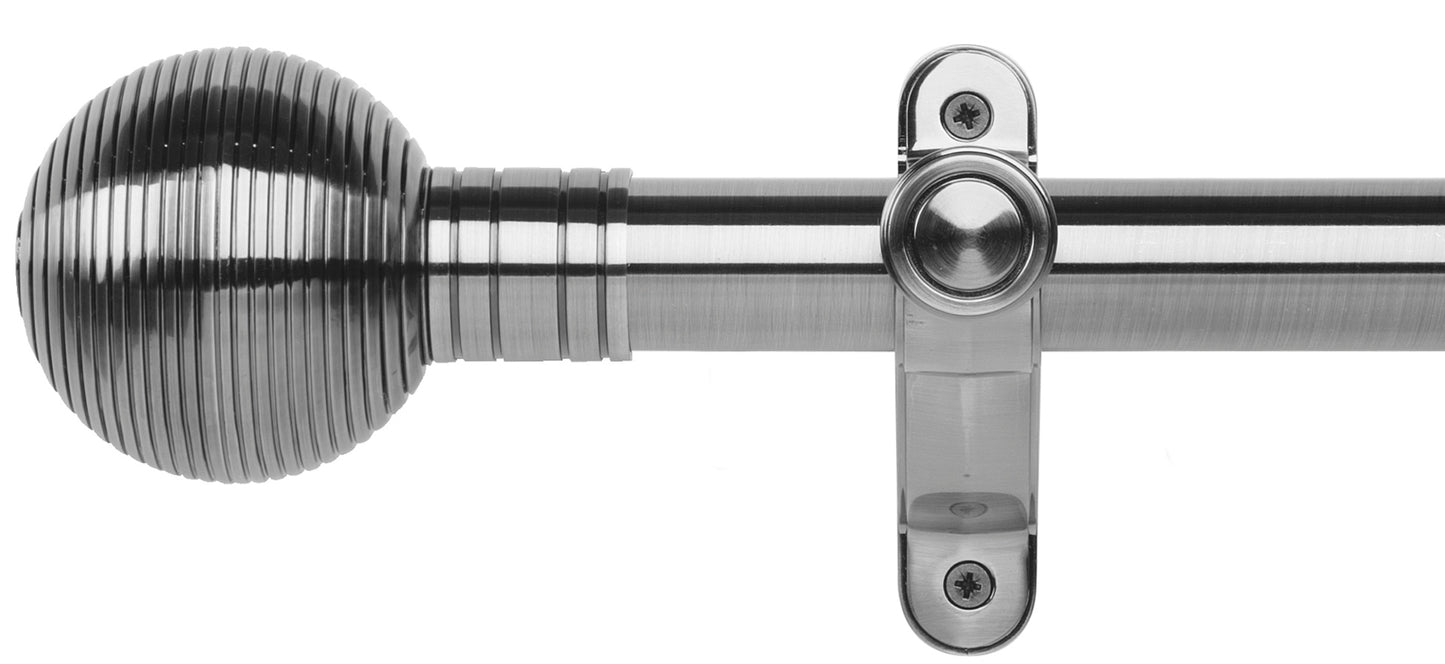 Rolls Galleria Metals Ribbed Ball 50mm Metal Curtain Pole - Fendow