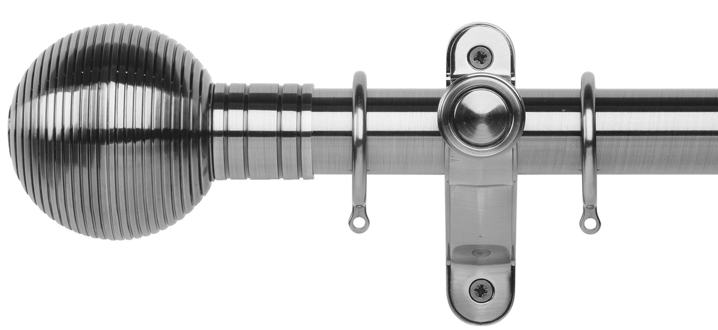 Rolls Galleria Metals Ribbed Ball 50mm Metal Curtain Pole - Fendow