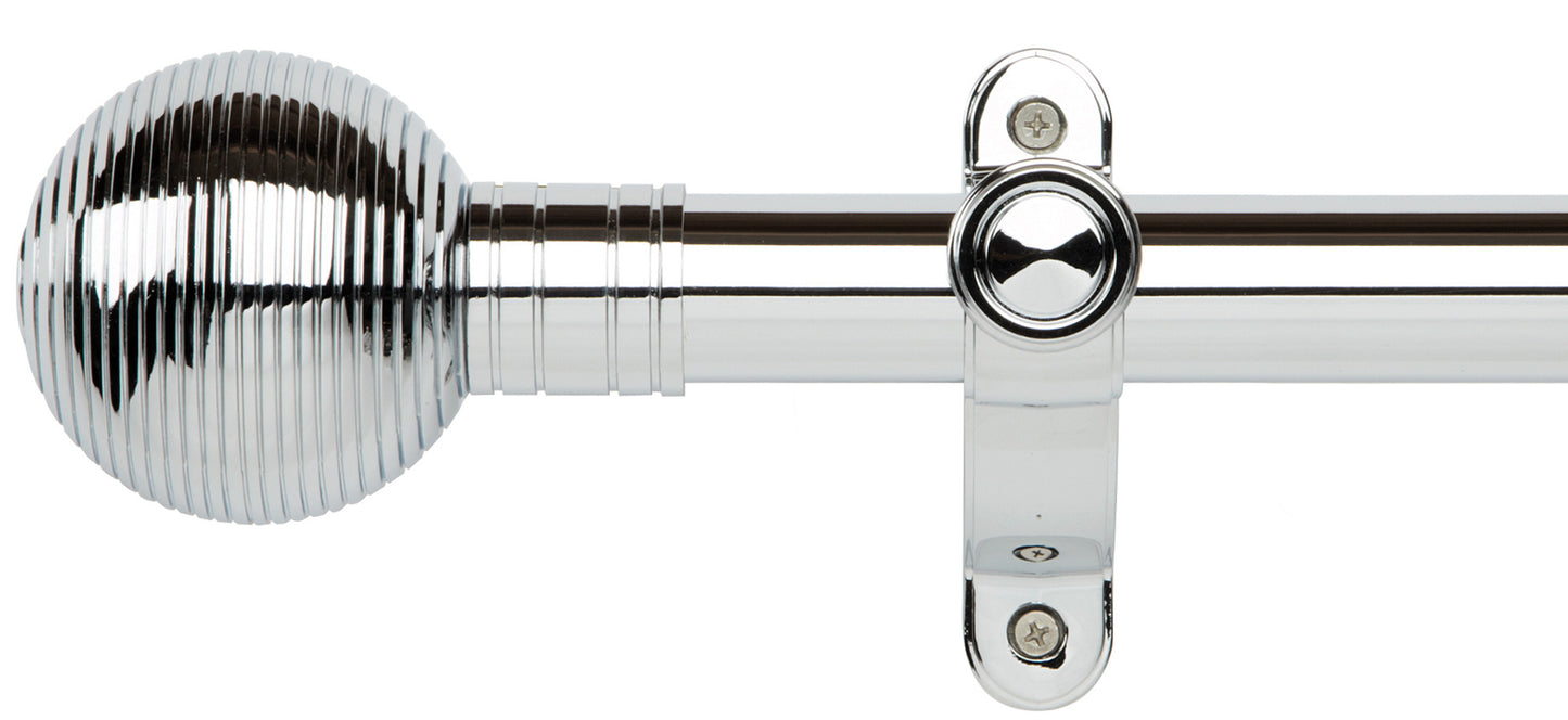 Rolls Galleria Metals Ribbed Ball 50mm Metal Curtain Pole - Fendow