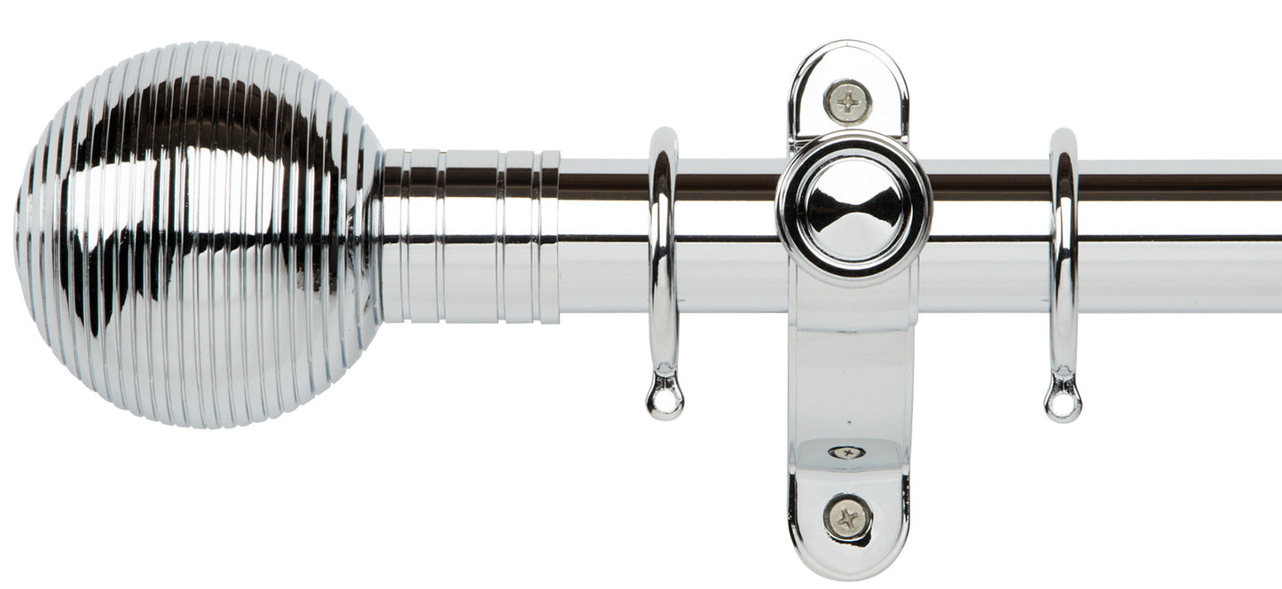 Rolls Galleria Metals Ribbed Ball 50mm Metal Curtain Pole - Fendow